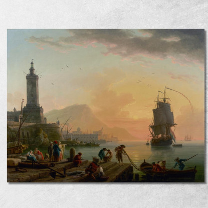 Una Calma In Un Porto Mediterraneo Claude-Joseph Vernet cjv1 quadro stampato su tela