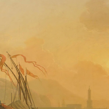 Una Grande Vista Della Costa Arricchita Da Edifici Navi E Figure Claude-Joseph Vernet cjv3 quadro stampato su tela