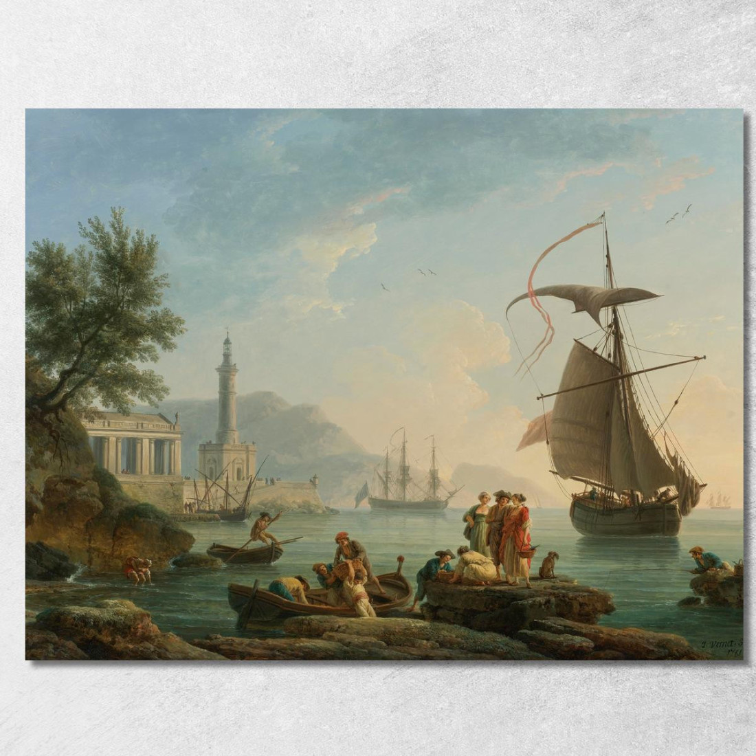Un Porto Mediterraneo Al Tramonto Con Pescatori Claude-Joseph Vernet cjv5 quadro stampato su tela Un Porto Mediterraneo Al Tramonto Con Pescatori Claude-Joseph Vernet cjv5 quadro stampato su tela