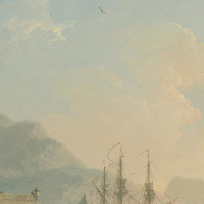 Un Porto Mediterraneo Al Tramonto Con Pescatori Claude-Joseph Vernet cjv5 quadro stampato su tela