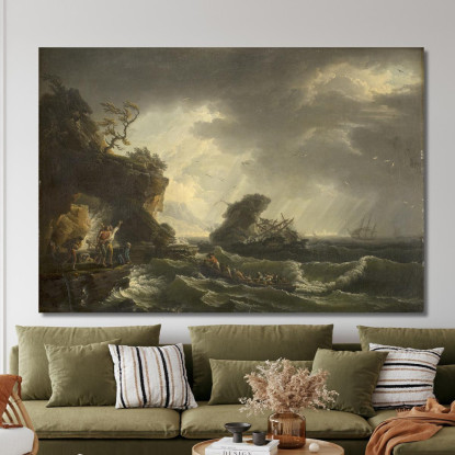Un Naufragio 2 Claude-Joseph Vernet cjv8 quadro stampato su tela