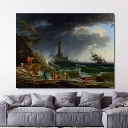 Una Tempesta Su Una Costa Mediterranea Claude-Joseph Vernet cjv12 quadro stampato su tela
