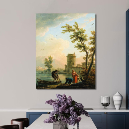 Pescatori All'Alba Claude-Joseph Vernet cjv15 quadro stampato su tela