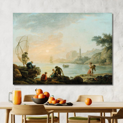 Pescatori All'Alba Claude-Joseph Vernet cjv16 quadro stampato su tela