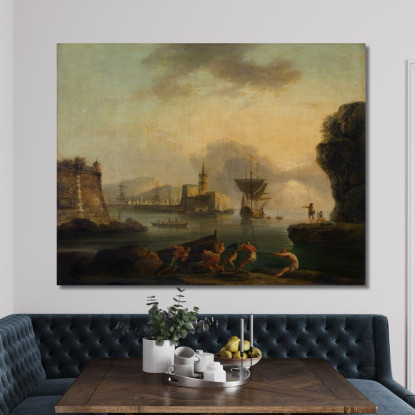 Napoli Claude-Joseph Vernet cjv22 quadro stampato su tela