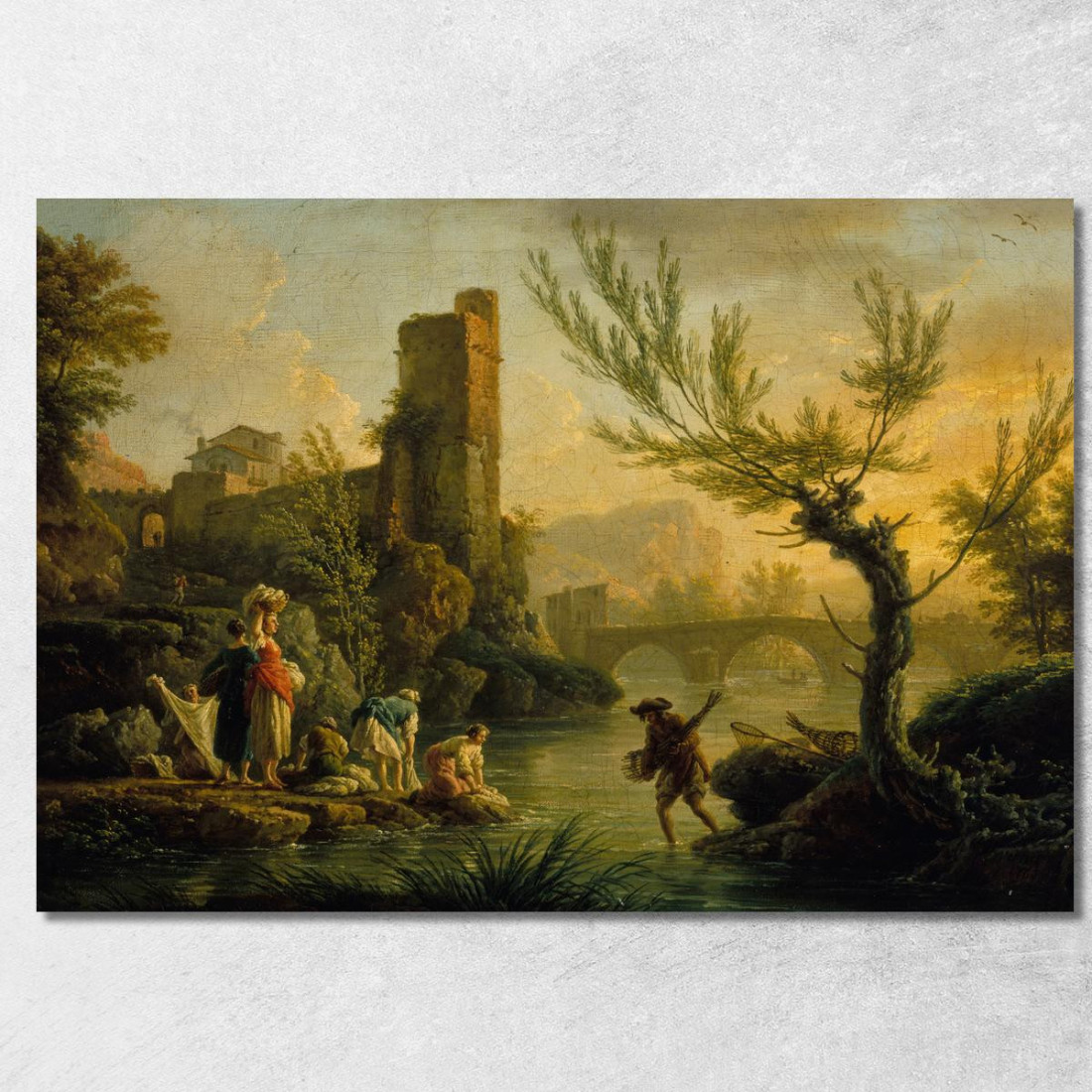 Paesaggio Con Lavandaie Claude-Joseph Vernet cjv23 quadro stampato su tela Paesaggio Con Lavandaie Claude-Joseph Vernet cjv23 quadro stampato su tela