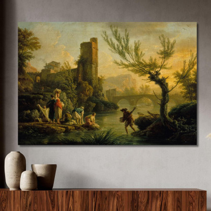 Paesaggio Con Lavandaie Claude-Joseph Vernet cjv23 quadro stampato su tela