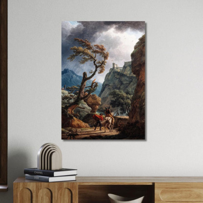 Soldati In Una Gola Di Montagna Con Una Tempesta Claude-Joseph Vernet cjv25 quadro stampato su tela