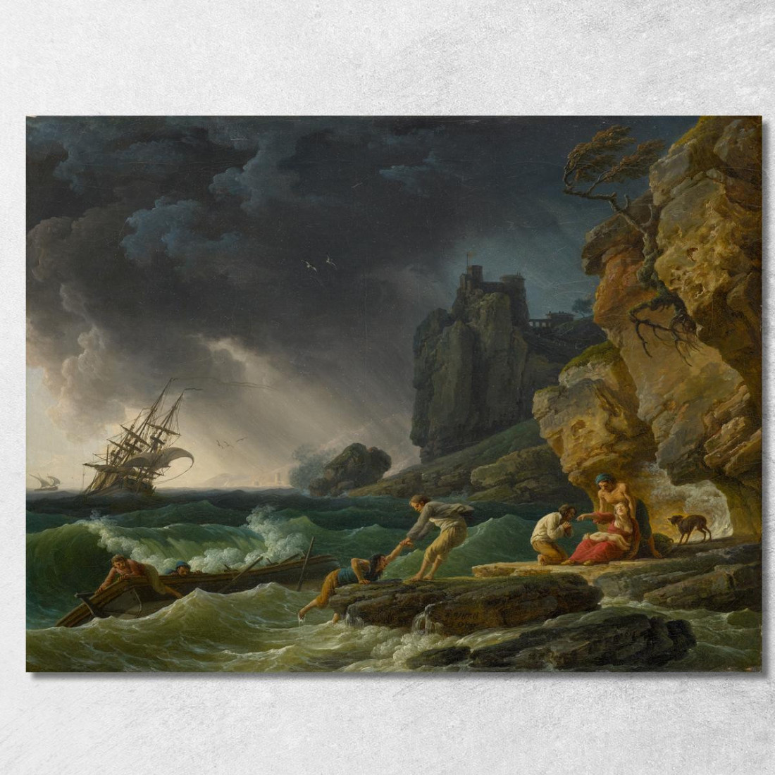Mare In Tempesta Con Naufraghi Claude-Joseph Vernet cjv27 quadro stampato su tela Mare In Tempesta Con Naufraghi Claude-Joseph Vernet cjv27 quadro stampato su tela