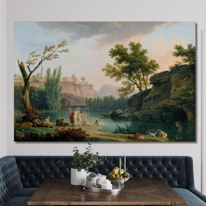 Paesaggio Di Una Sera D'Estate In Italia Claude-Joseph Vernet cjv29 quadro stampato su tela