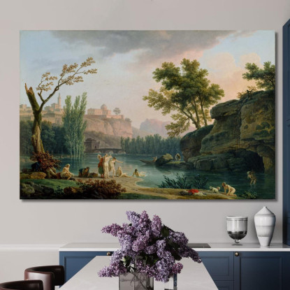 Paesaggio Di Una Sera D'Estate In Italia Claude-Joseph Vernet cjv29 quadro stampato su tela