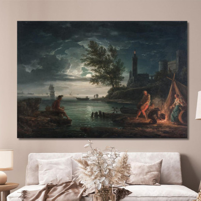 Le Quattro Ore Del Giorno - Notte Claude-Joseph Vernet cjv35 quadro stampato su tela