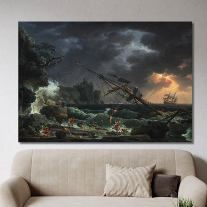 Il Naufragio Claude-Joseph Vernet cjv37 quadro stampato su tela