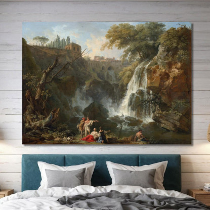 Le Cascate Di Tivoli Con La Villa Di Mecenate Claude-Joseph Vernet cjv38 quadro stampato su tela