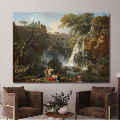 Le Cascate Di Tivoli Con La Villa Di Mecenate Claude-Joseph Vernet cjv38 quadro stampato su tela