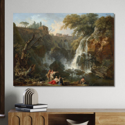 Le Cascate Di Tivoli Con La Villa Di Mecenate Claude-Joseph Vernet cjv38 quadro stampato su tela
