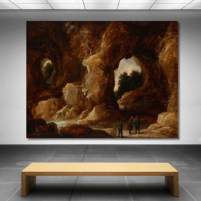 Una Grotta Con Figure Un Cervo E Una Cicogna David Teniers The Younger dty4 quadro stampato su tela