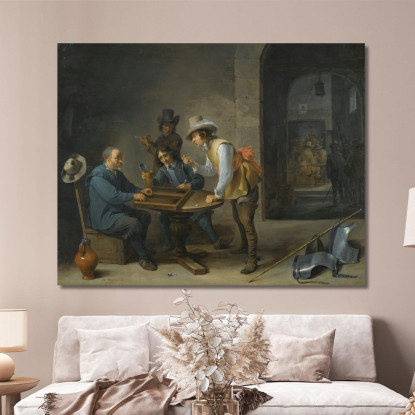 Scena In Una Stanza Della Guardia Con Giocatori Di Tric-Trac In Primo Piano David Teniers The Younger dty7 quadro stampato su t