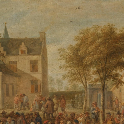 Festa Di Villaggio Con Contadini Che Si Divertono In Una Piazza David Teniers The Younger dty8 quadro stampato su tela