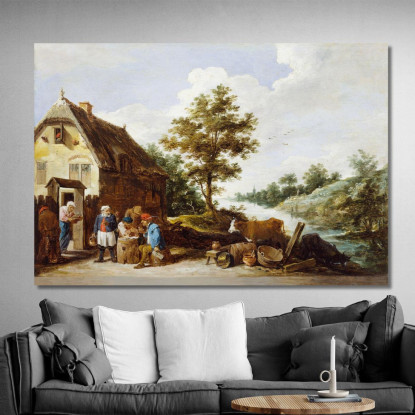 Un’Osteria Sul Fiume David Teniers The Younger dty14 quadro stampato su tela