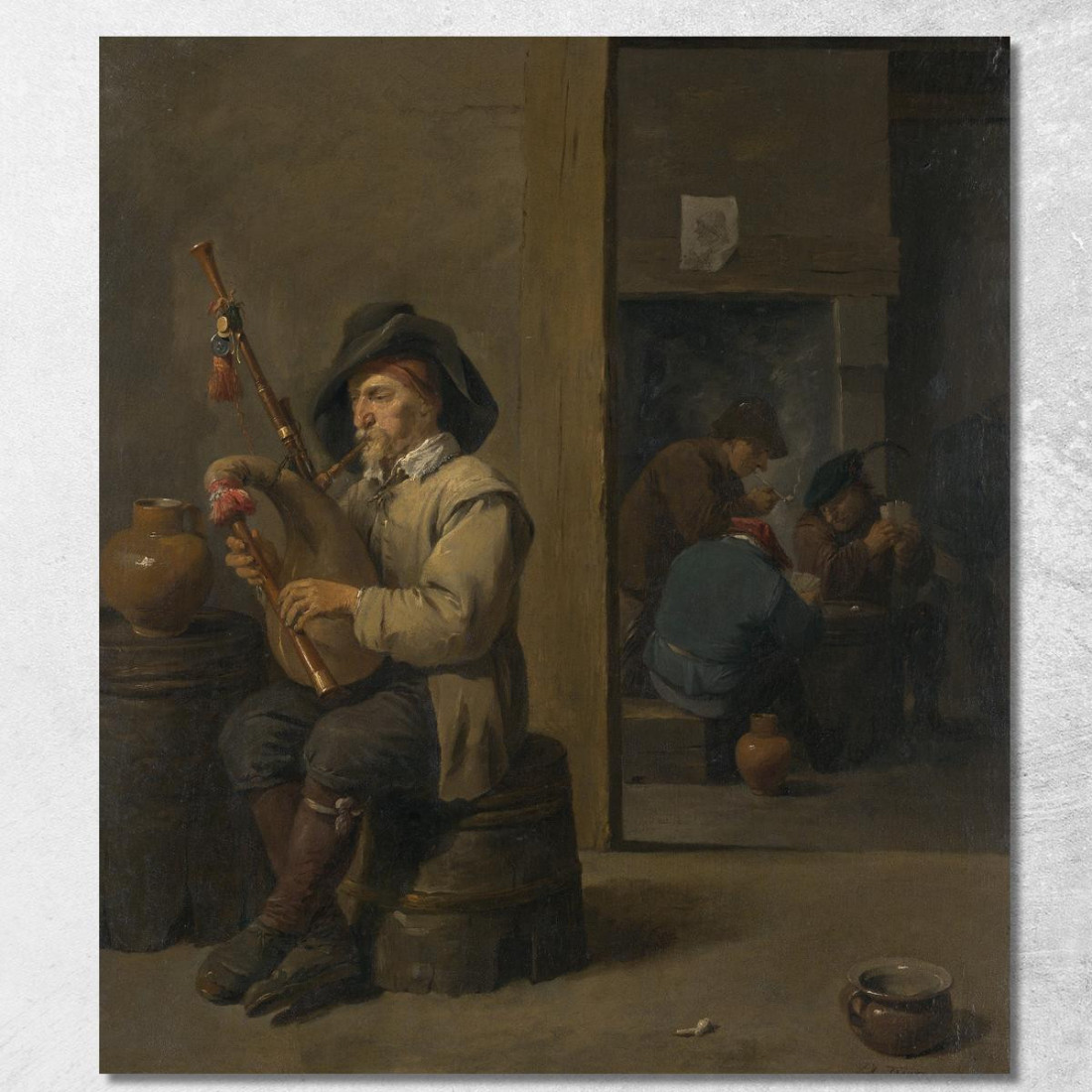 Suonatore Di Cornamusa In Un’Osteria David Teniers The Younger dty28 quadro stampato su tela Suonatore Di Cornamusa In Un’Osteria David Teniers The Younger dty28 quadro stampato su tela