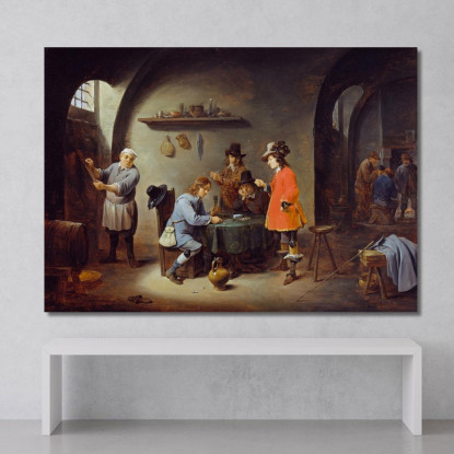 Scena Di Gioco D’Azzardo In Una Locanda David Teniers The Younger dty37 quadro stampato su tela