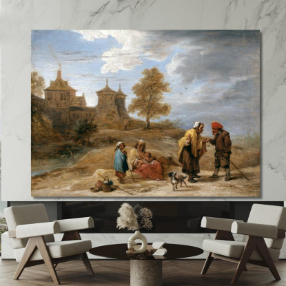 Zingari In Un Paesaggio David Teniers The Younger dty41 quadro stampato su tela