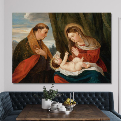 Madonna Col Bambino E San Luigi Di Tolosa David Teniers The Younger dty56 quadro stampato su tela