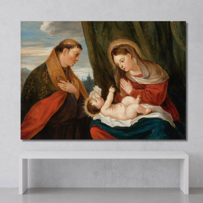 Madonna Col Bambino E San Luigi Di Tolosa David Teniers The Younger dty56 quadro stampato su tela