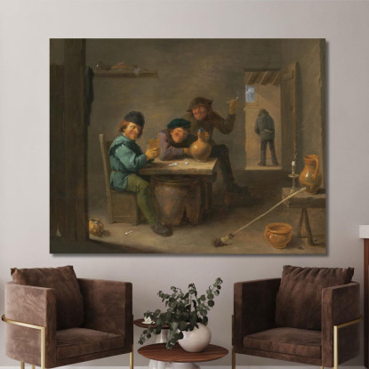 Contadini In Una Taverna David Teniers The Younger dty67 quadro stampato su tela