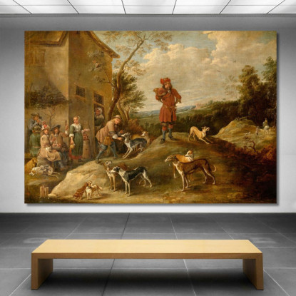 Cacciatori A Riposo David Teniers The Younger dty71 quadro stampato su tela