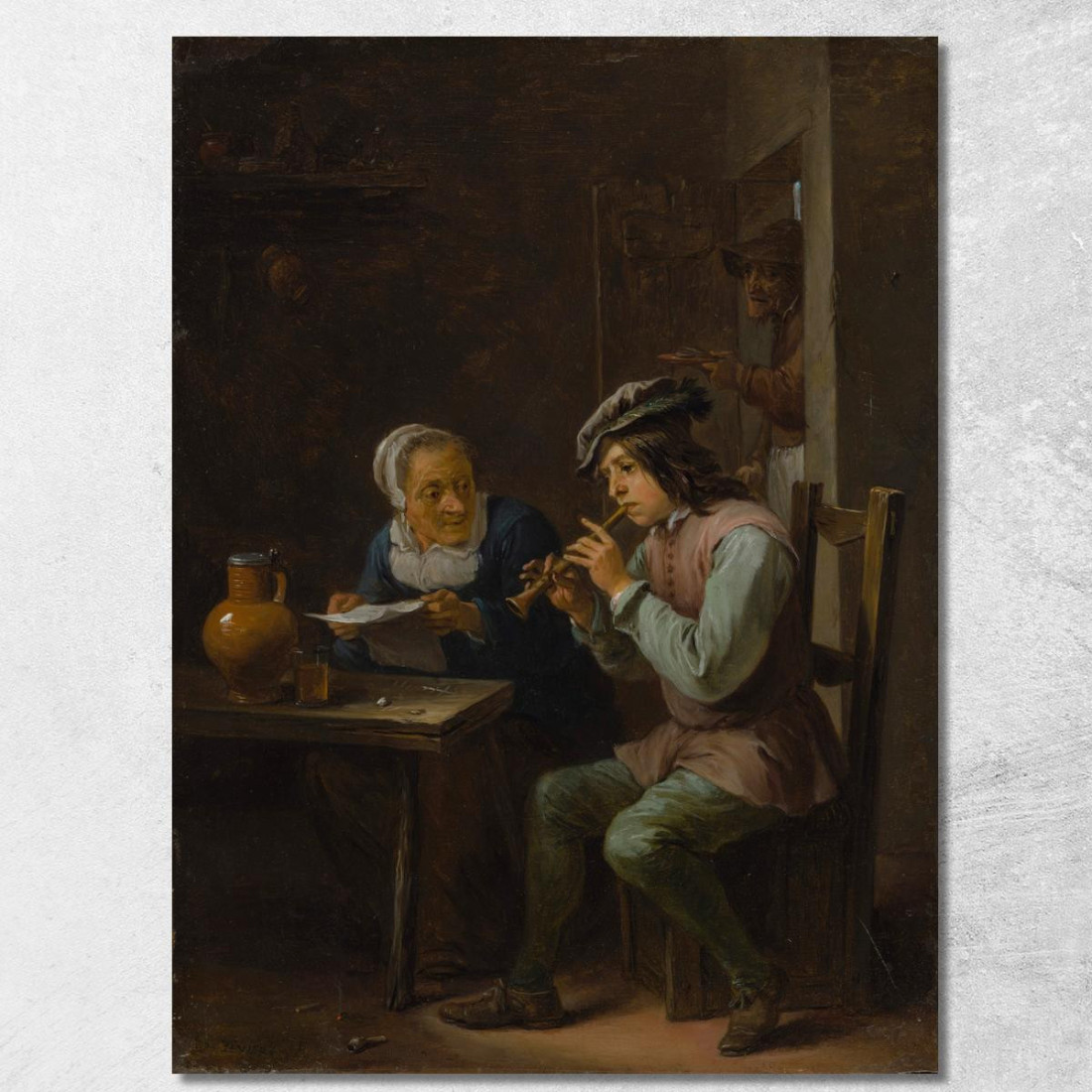 Il Suonatore Di Flageolet David Teniers The Younger dty94 quadro stampato su tela