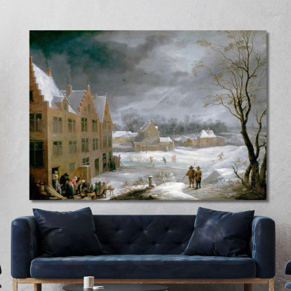 Scena Invernale Con Un Uomo Che Uccide Un Maiale David Teniers The Younger dty115 quadro stampato su tela