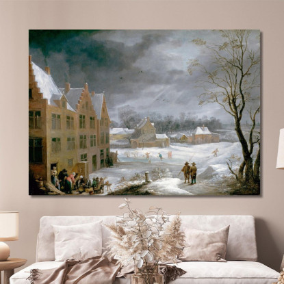 Scena Invernale Con Un Uomo Che Uccide Un Maiale David Teniers The Younger dty115 quadro stampato su tela
