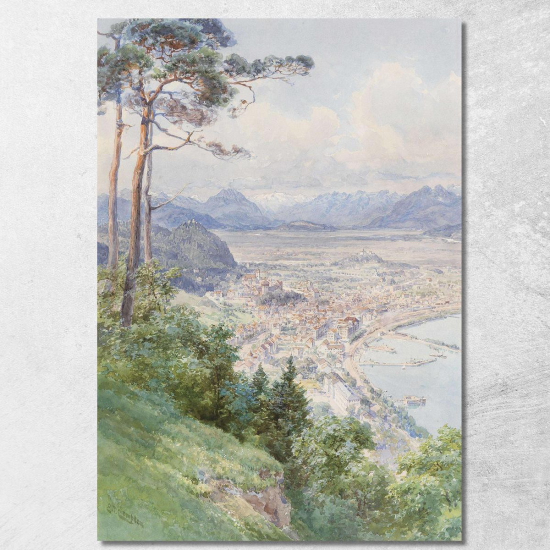Una Vista Di Bregenz E Del Lago Di Costanza Edward Theodore Compton etc2 quadro stampato su tela Una Vista Di Bregenz E Del Lago Di Costanza Edward Theodore Compton etc2 quadro stampato su tela