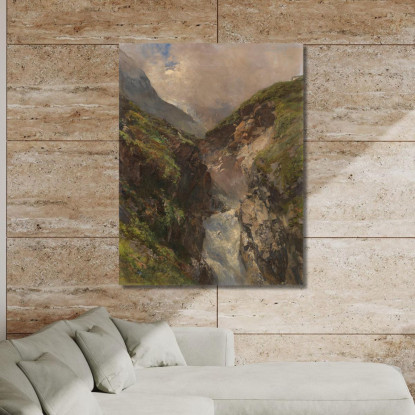 Gola Montana Con Cascata Impetuosa Edward Theodore Compton etc29 quadro stampato su tela