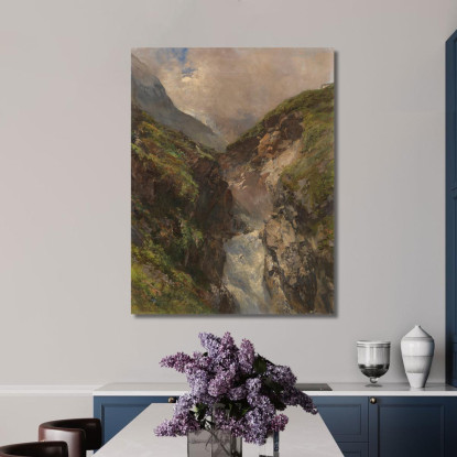 Gola Montana Con Cascata Impetuosa Edward Theodore Compton etc29 quadro stampato su tela