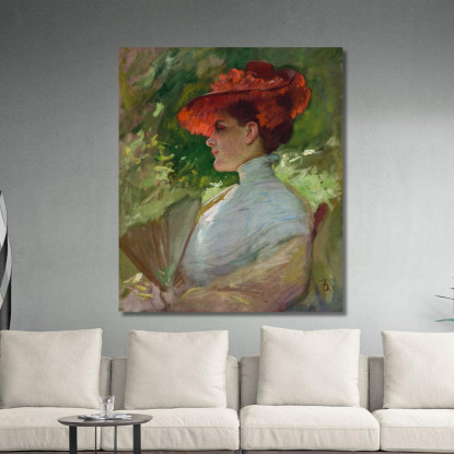 Signora Con Cappello Rosso – Ritratto Di Maggie Wilson Frank Duveneck fdu6 quadro stampato su tela