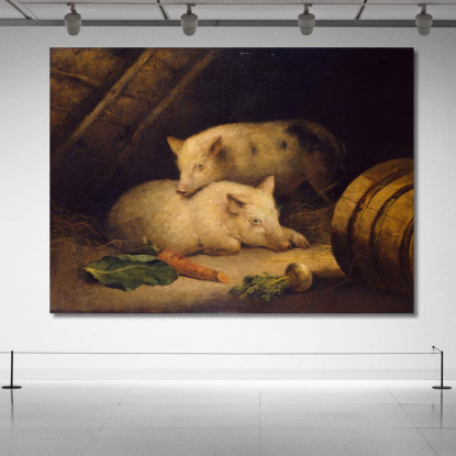 Maiali George Morland gmo27 quadro stampato su tela