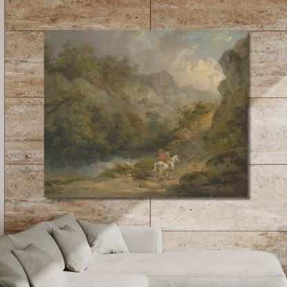 Paesaggio Roccioso Con Due Uomini Su Un Cavallo George Morland gmo29 quadro stampato su tela