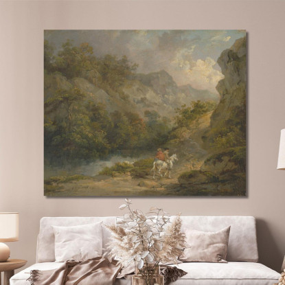 Paesaggio Roccioso Con Due Uomini Su Un Cavallo George Morland gmo29 quadro stampato su tela