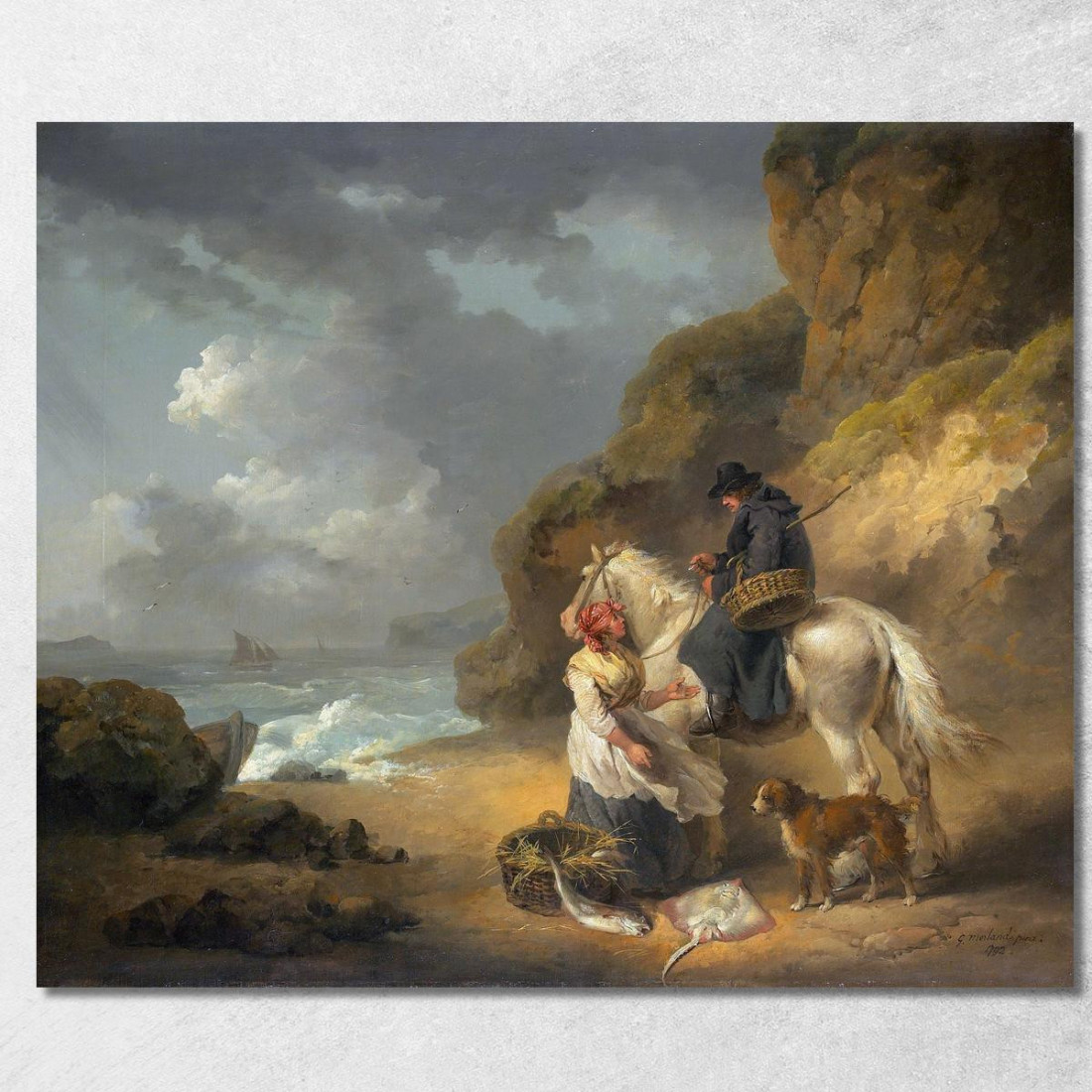 Vendita Di Pesce George Morland gmo30 quadro stampato su tela Vendita Di Pesce George Morland gmo30 quadro stampato su tela
