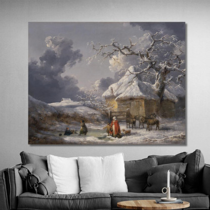 Paesaggio Invernale Con Figure George Morland gmo56 quadro stampato su tela
