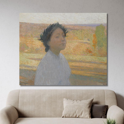 Busto Di Giovane Ragazza Con Una Corona Di Alloro Henri Martin hmt13 quadro stampato su tela