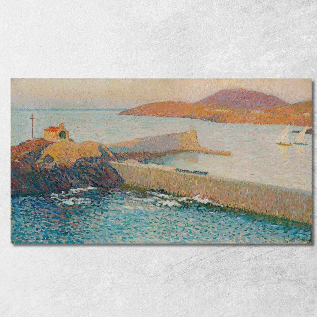 Collioure La Cappella Sulla Diga Henri Martin hmt18 quadro stampato su tela Collioure La Cappella Sulla Diga Henri Martin hmt18 quadro stampato su tela