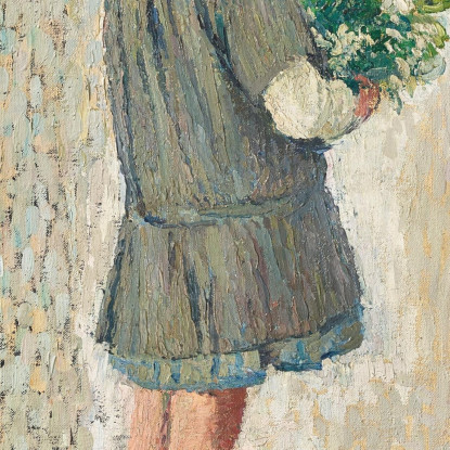 Bambina In Grembiule Da Scolara Con Un Bouquet Henri Martin hmt27 quadro stampato su tela