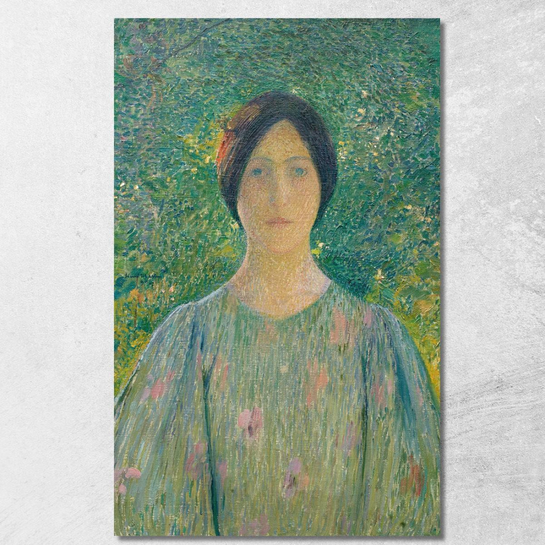 Giovane Donna Con L'Abito Fiorito Henri Martin hmt31 quadro stampato su tela Giovane Donna Con L'Abito Fiorito Henri Martin hmt31 quadro stampato su tela