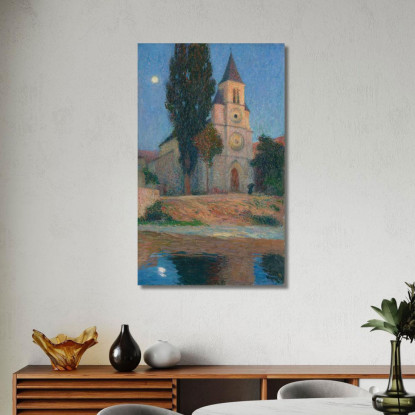 Levata Di Luna Dietro La Chiesa Di Labastide-Du-Vert Henri Martin hmt59 quadro stampato su tela