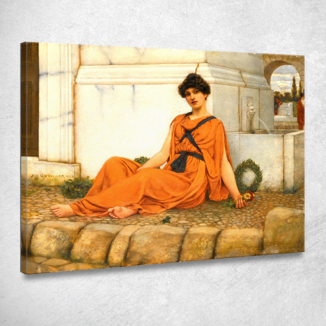 Riposa La Ragazza Dei Fiori John William Godward jwg61 quadro stampato su tela