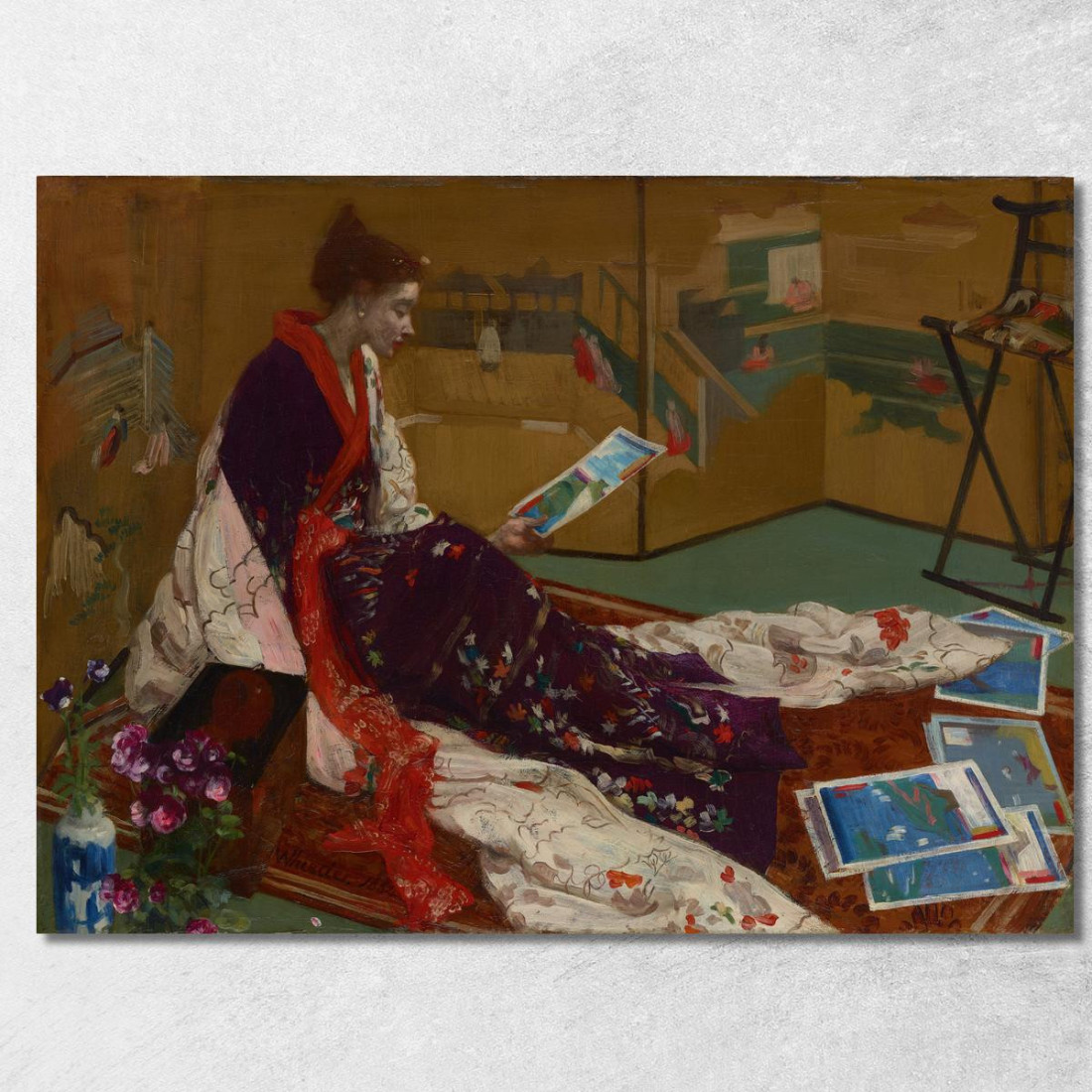 Capriccio In Viola E Oro - Il Paravento Dorato James Abbott McNeill Whistler jam28 quadro stampato su tela Capriccio In Viola E Oro - Il Paravento Dorato James Abbott McNeill Whistler jam28 quadro stampato su tela